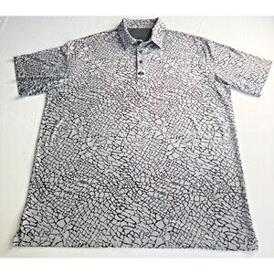 Pins & Aces Polo Shirt Mens XXL Gray Black Abstract Golf Performance Stretch